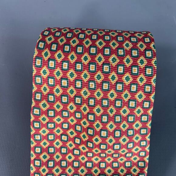 POLO by RALPH LAUREN Red Green Yellow Geometric Silk Tie - Picture 4 of 7